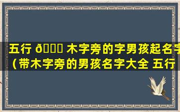 五行 🐛 木字旁的字男孩起名字（带木字旁的男孩名字大全 五行缺木 🦁 怎么起名2021）